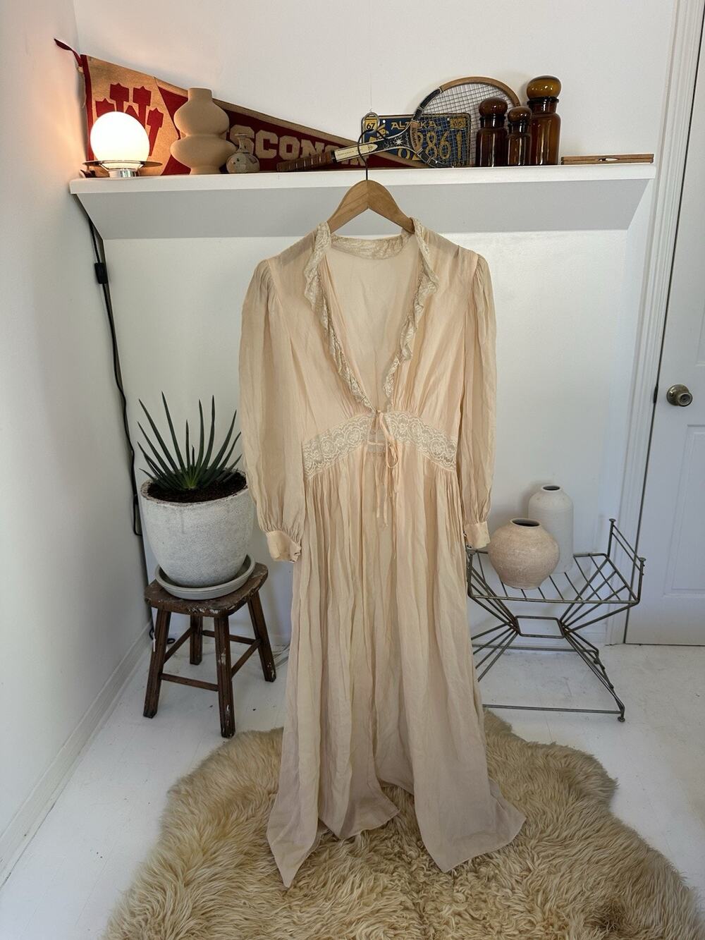 Vintage Victorian 100% Silk Chiffon Negligee Robe